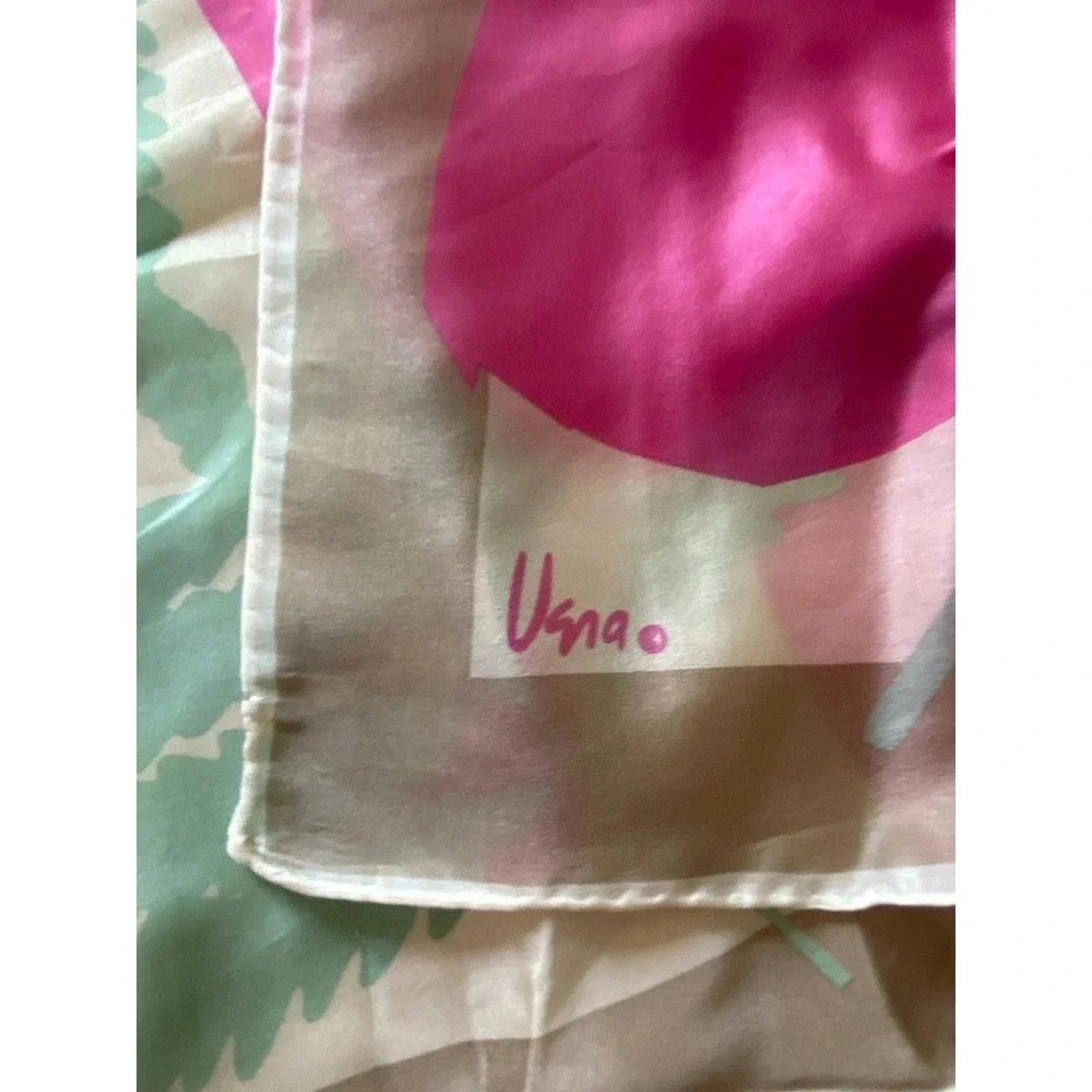 Vena Japan Pink Orange Blue Green Tropical Floral Silk Scarf Tie